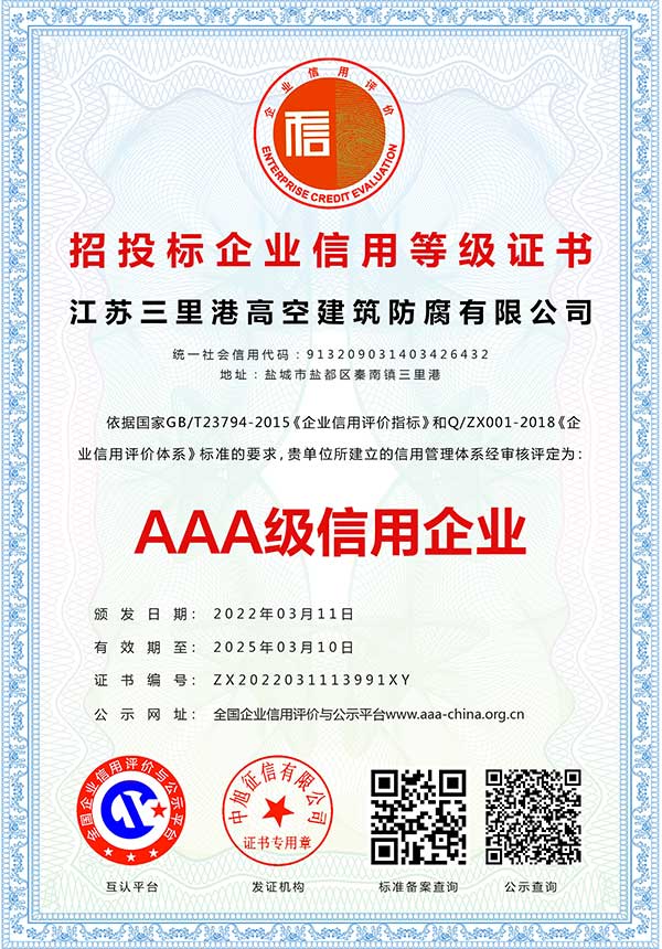 信用等級(jí)證書(shū)